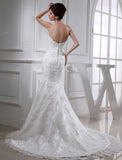 Trumpet/Mermaid Beading Sweetheart Sleeveless Satin Wedding Dresses