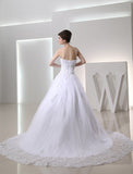 Ball Gown Beading Sleeveless Strapless Satin Applique Wedding Dresses