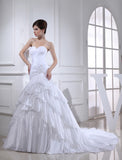 Trumpet/Mermaid Beading Applique Sweetheart Sleeveless Long Taffeta Wedding Dresses
