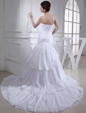 Trumpet/Mermaid Beading Applique Sweetheart Sleeveless Long Taffeta Wedding Dresses