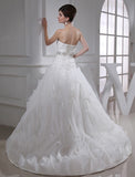 Ball Gown Beading Sweetheart Sleeveless Organza Wedding Dresses