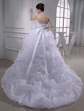 Ball Gown Beading Sweetheart Sleeveless Long Organza Wedding Dresses