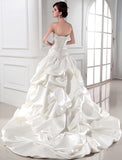 Ball Gown Beading Strapless Sleeveless Long Satin Wedding Dresses