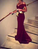 Trumpet/Mermaid Off-the-Shoulder Sleeveless Lace Beading Long Prom Dresses