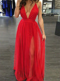 A-Line/Princess Spaghetti Straps Sleeveless Long Chiffon Prom Dresses