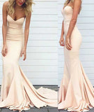 Trumpet/Mermaid Sweetheart Sleeveless Satin Long Prom Dresses