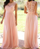 A-Line/Princess High Neck Sleeveless Appliqued Long Chiffon Prom Dresses