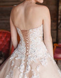 Ball Gown Sweetheart Sleeveless Appliqued Tulle Long Prom Dresses