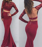 Trumpet/Mermaid Bateau Spandex Long Sleeves Long Prom Dresses