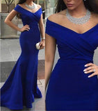 Trumpet/Mermaid Off-the-Shoulder Sleeveless Satin Long Prom Dresses