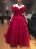 Ball Gown Off-the-Shoulder Cinderella Long Evening Dresses