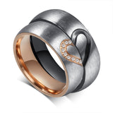 "Heart Design" Titanium Gemstone Promise Rings for Couples