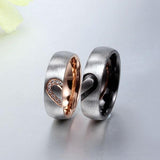 "Heart Design" Titanium Gemstone Promise Rings for Couples