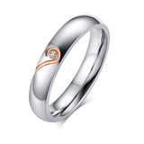 "Heart Design" Titanium Gemstone Promise Rings for Couples