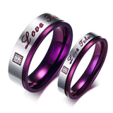 "Love Token" Gemstone Titanium Promise Rings for Couples
