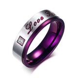 "Love Token" Gemstone Titanium Promise Rings for Couples