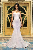 Sequin Mermaid Prom Dresses for Women 2023 Spaghetti Straps Sparkly Evening Formal Gown with Slit