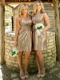A-Line/Princess Sweetheart Sleeveless Short/Mini Sequins Bridesmaid Dresses