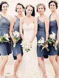 A-Line/Princess One-Shoulder Sleeveless Short/Mini Chiffon Bridesmaid Dresses