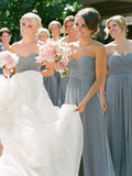 A-Line/Princess Sweetheart Sleeveless Floor-Length With Ruched Chiffon Bridesmaid Dresses