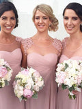 A-Line/Princess Scoop Sleeveless Floor-Length With Applique Chiffon Bridesmaid Dresses