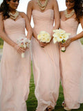 A-Line/Princess Sweetheart Sleeveless With Ruched Floor-Length Chiffon Bridesmaid Dresses