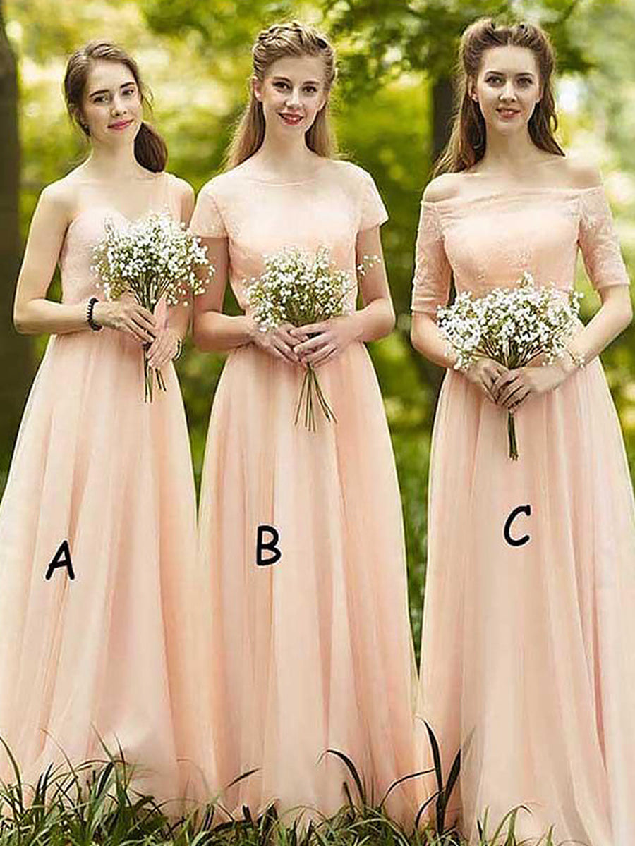 A-Line/Princess Sleeveless Floor-Length Chiffon Bridesmaid Dresses