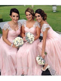 A-Line/Princess Sweetheart Sleeveless Floor-Length With Beading Appique Chiffon Bridesmaid Dresses