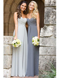 A-Line/Princess Sweetheart Floor-Length Sleeveless Ruched Chiffon Bridesmaid Dresses