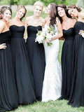 A-Line/Princess Floor-Length Sleeveless Sweetheart Chiffon Bridesmaid Dresses