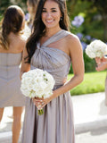 A-Line/Princess Halter Sleeveless Floor-Length With Ruched Silk like Satin Bridesmaid Dresses