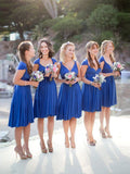 A-Line/Princess V-neck Sleeveless Short/Mini With Ruffles Chiffon Bridesmaid Dresses