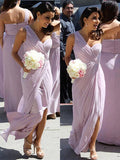 A-Line/Princess One-Shoulder Chiffon Ruched Sleeveless Floor-Length Chiffon Bridesmaid Dresses
