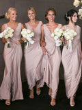 A-Line/Princess V-neck Sleeveless Floor-Length With Ruched Jersey Bridesmaid Dresses