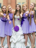 A-Line/Princess Sleeveless Short/Mini One-Shoulder Chiffon Bridesmaid Dresses