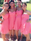 A-Line/Princess Sleeveless Sweetheart Short/Mini Chiffon Bridesmaid Dresses