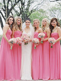 A-Line/Princess Sweetheart Sleeveless Floor-Length Chiffon Bridesmaid Dresses