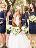 Sheath/Column One-Shoulder Long Sleeves Lace Short/Mini Bridesmaid Dresses