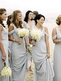 A-Line/Princess V-neck Sleeveless Floor-Length With Ruched Chiffon Bridesmaid Dresses