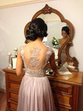 Sheath/Column V-neck Long Chiffon Bridesmaid Dresses with Beading