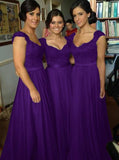 Sheath/Column V-neck Long Chiffon Bridesmaid Dresses with Beading