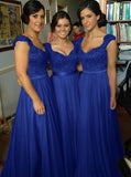 Sheath/Column V-neck Long Chiffon Bridesmaid Dresses with Beading