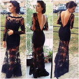 Trumpet/Mermaid Bateau Sweep/Brush Train Lace Prom Formal Evening Dresses with Lace
