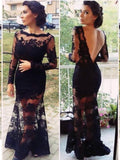 Trumpet/Mermaid Bateau Sweep/Brush Train Lace Prom Formal Evening Dresses with Lace