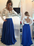 A-Line/Princess V-neck Sweep/Brush Train Chiffon Prom Formal Evening Dresses with Pearls