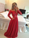 A-Line/Princess Off-the-shoulder Sweep/Brush Train Chiffon Prom Dresses with Applique