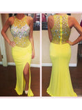 Trumpet/Mermaid Scoop Sweep/Brush Train Chiffon Prom Formal Evening Dresses with Crystal