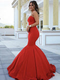 Trumpet/Mermaid Sweetheart Long Satin Prom Formal Evening Dresses