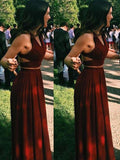 A-Line/Princess Halter Long Chiffon Prom Formal Evening Dresses