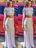 Trumpet/Mermaid Scoop Sweep/Brush Train Chiffon Prom Formal Evening Dresses with Sequin